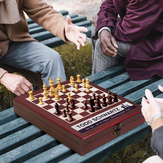 Custom Rosewood Chess Sets on Table