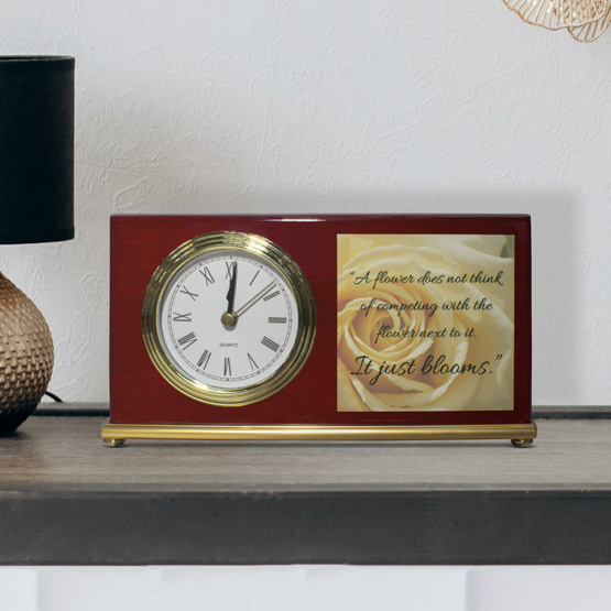 Rosewood Photo Clock on Table