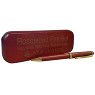 Custom Engraved Rosewood Pen Set With Your Logo And Text