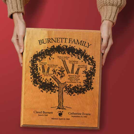 Family Tree Plaque being Held