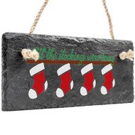 Xmas Stockings Hanging Slate Decor