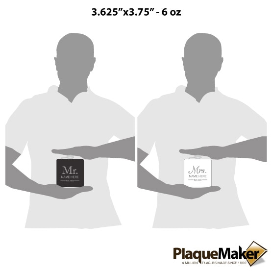 Custom Mr. & Mrs. Flask Size Guide