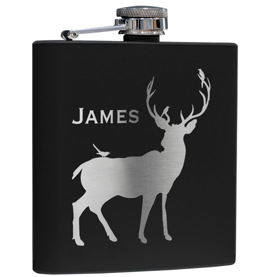 Custom Black Coated Flask - 6 oz