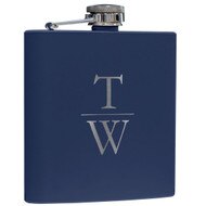 Custom Navy Coated Flask - 6 oz