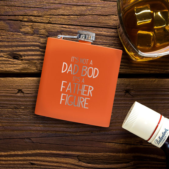 Custom Orange Coated Flask on Table