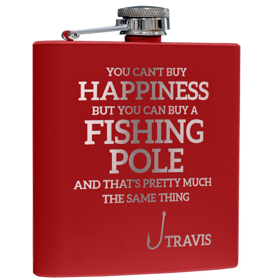 Custom Red Coated Flask - 6 oz