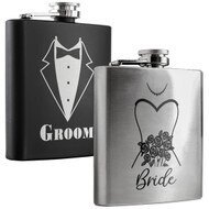 Groom & Bride Flask - 6 oz Set