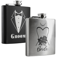 Groom & Bride Flask - 6 oz Set
