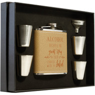 Leather-Wrapped Flask Set in Black Presentation Box