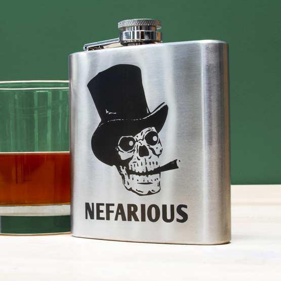 Stainless Steel Flask on Table