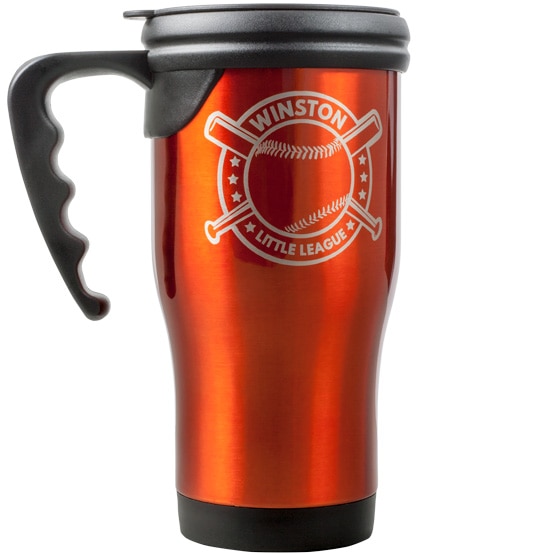 Custom Orange Travel Mug w/ Handle