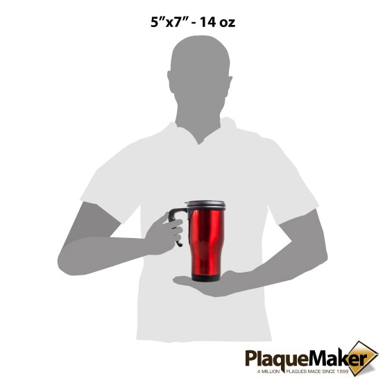 Red Travel Mug w/ Handle Size Guide