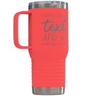 Custom 20 oz Coral Tumbler with Handle Engraved with Your Message and Art or Logo