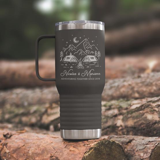 Custom Coffee Tumbler - 20 oz Silver Insulated Tumbler with Handle