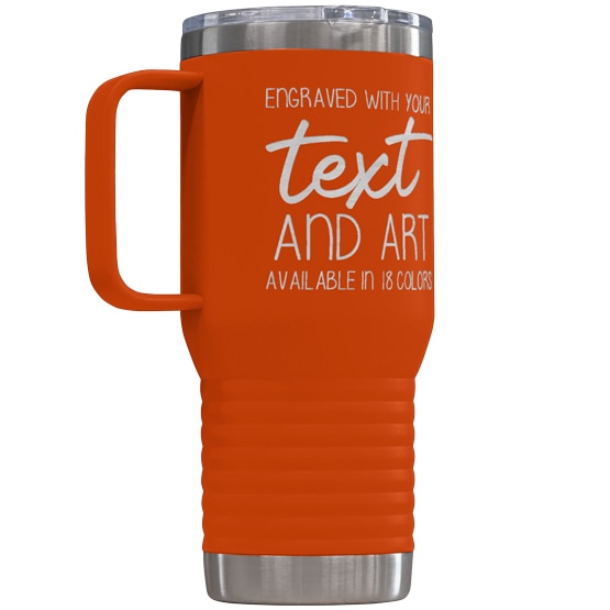 Custom 20 oz Orange Tumbler with Handle with Your Message and Art or Logo