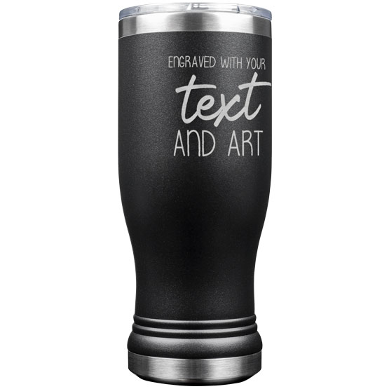 Custom Engraved Black Beer Pilsner Tumbler with Your Message and Art or Logo