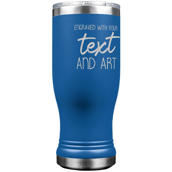 Custom Engraved Blue Beer Pilsner Tumbler with Your Message and Art or Logo