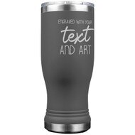 Custom Engraved Gray Beer Pilsner Tumbler with Your Message and Art or Logo