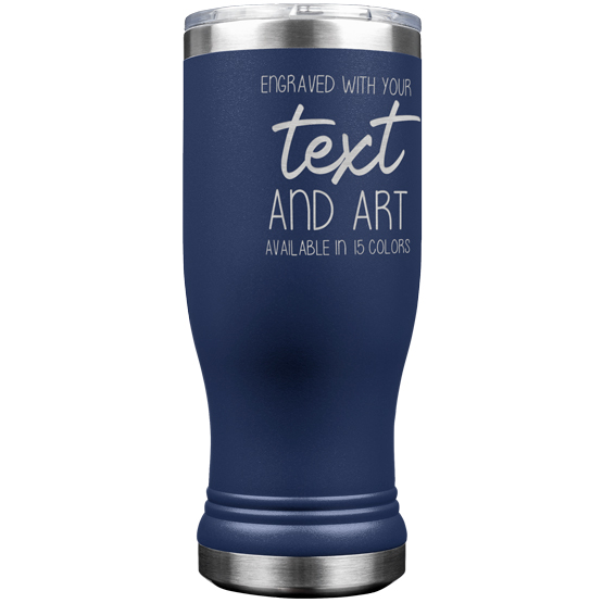 Custom Engraved Navy Blue Beer Pilsner Tumbler with Your Message and Art or Logo