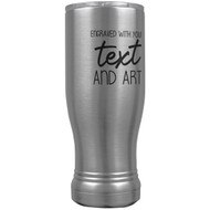 Custom Engraved Silver Beer Pilsner Tumbler with Your Message and Art or Logo