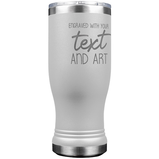 Custom Engraved White Beer Pilsner Tumbler with Your Message and Art or Logo