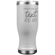 Custom Engraved White Beer Pilsner Tumbler with Your Message and Art or Logo