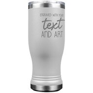 Custom Engraved White Beer Pilsner Tumbler with Your Message and Art or Logo