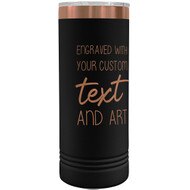 Custom Engraved 22 Oz Black And Rose Gold Skinny Coffee Tumbler With Your Text And Art