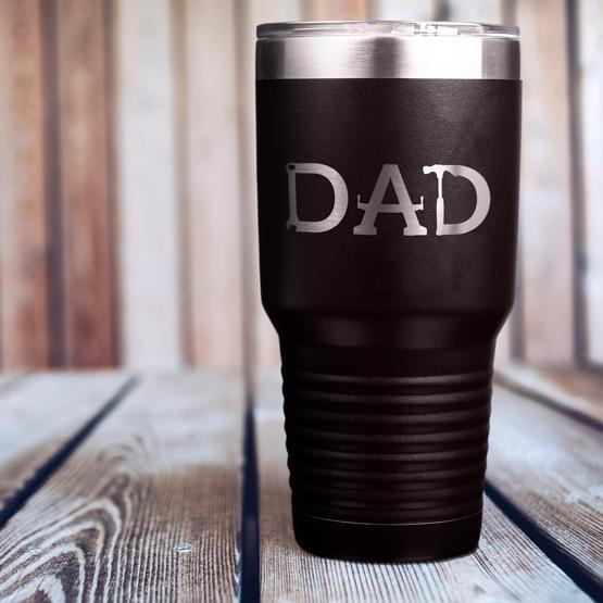 30oz Dad Tool Black Tumbler Outside