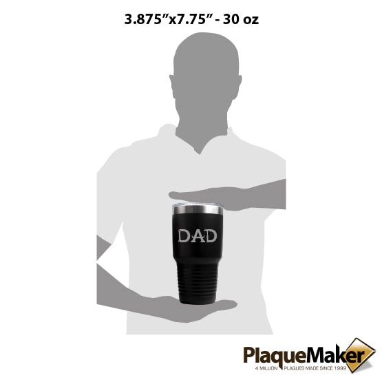 30 oz Dad Tools Black Tumbler Size