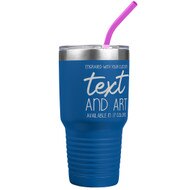 Custom Engraved 30 oz Blue Tumbler with Your Message and Art or Logo