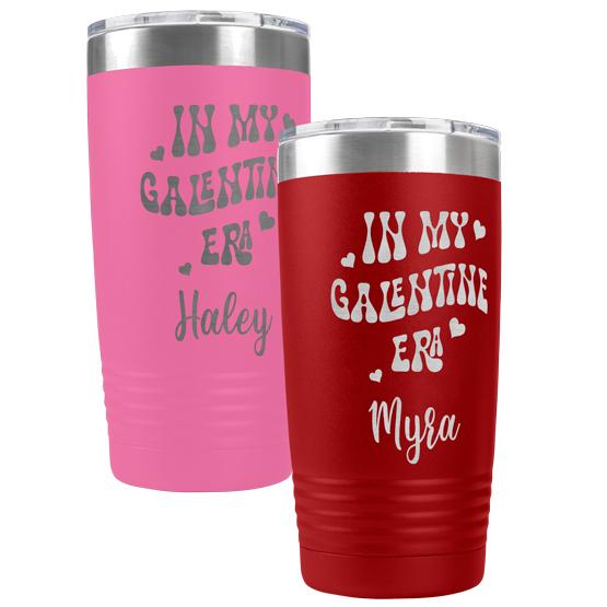 Personalized Tumbler Set celebrating the bond of friendship and sisterhood with In My Galentine Era Engraved on the front.