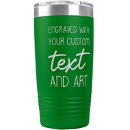 Custom Engraved 20 oz Green Tumbler with Your Message and Art or Logo.