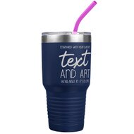 Custom Engraved 30 oz Navy Blue Tumbler with Your Message and Art or Logo