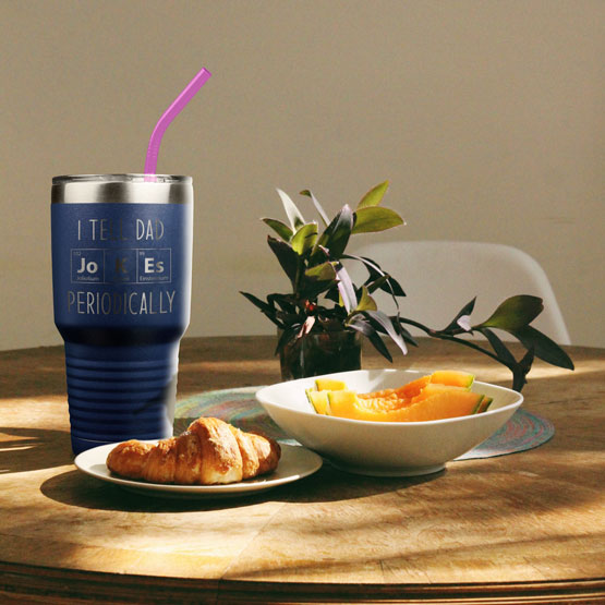 Dad Jokes Navy Tumbler on Table