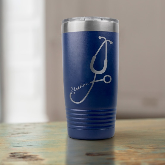 Custom Stethoscope Tumbler on Table