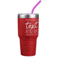 Custom Engraved 30 oz Red Tumbler with Your Message and Art or Logo