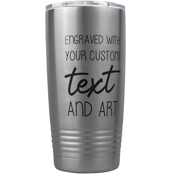 Custom Coffee Tumbler - 20 oz Silver Insulated Tumbler with Handle