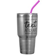 Custom Engraved 30 oz Silver Tumbler with Your Message and Art or Logo