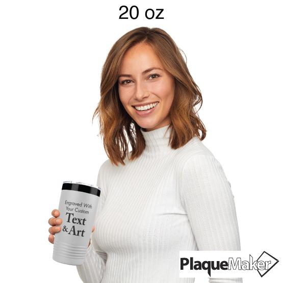 Woman Holding 20 Oz Coffee Tumbler To Demonstrate The Size