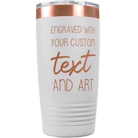 Custom Engraved 20 Oz White Coffee Tumbler With Your Text And Art