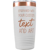 Custom Engraved 20 Oz White Coffee Tumbler With Your Text And Art