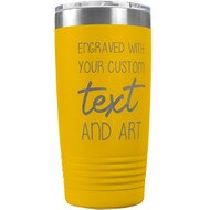 Custom Engraved 20 oz Yellow Tumbler with Your Message and Art or Logo.