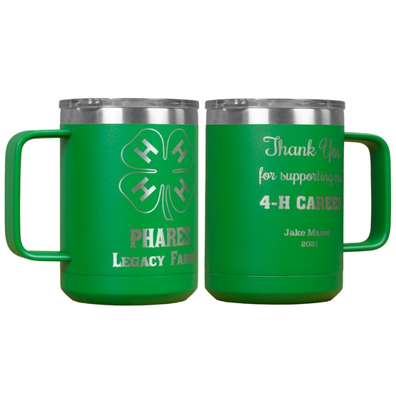 4-H Green Mug Front Back Engraving