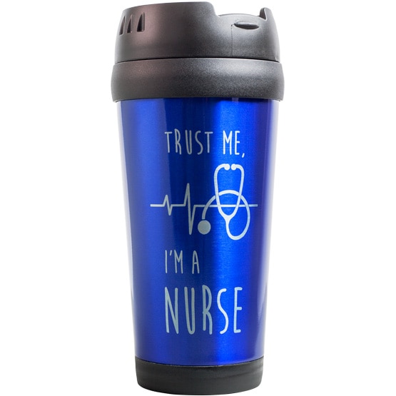 Custom Blue Travel Mug - 16 oz