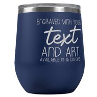 Custom Engraved 12 oz Navy Wine Tumbler with Your Message and Art or Logo