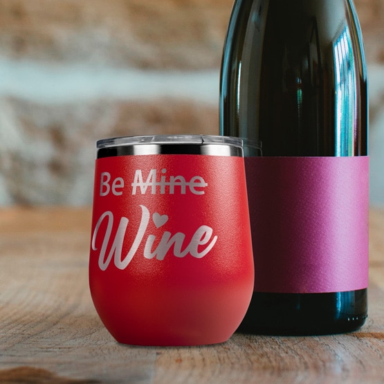 Be Mine Wine Red Tumbler on Table