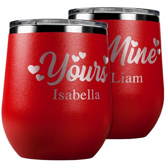 Custom Yours and Mine Wine Tumblers