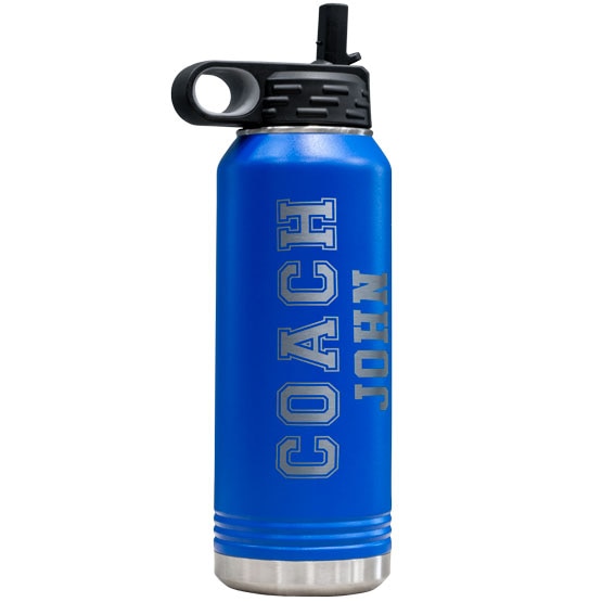 Custom Coach Blue Water Bottle