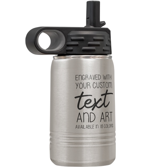 Custom Water Bottle - 12 oz Stainless Steel Insulated Water Bottle with Straw